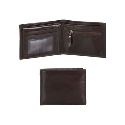 Brown Italian leather wallet with pass case in a gift box